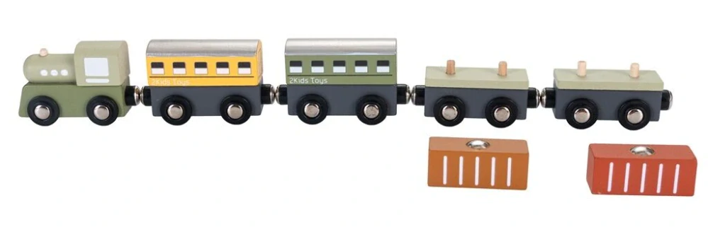 2Kids Toys Dřevěný vláček 2 v 1