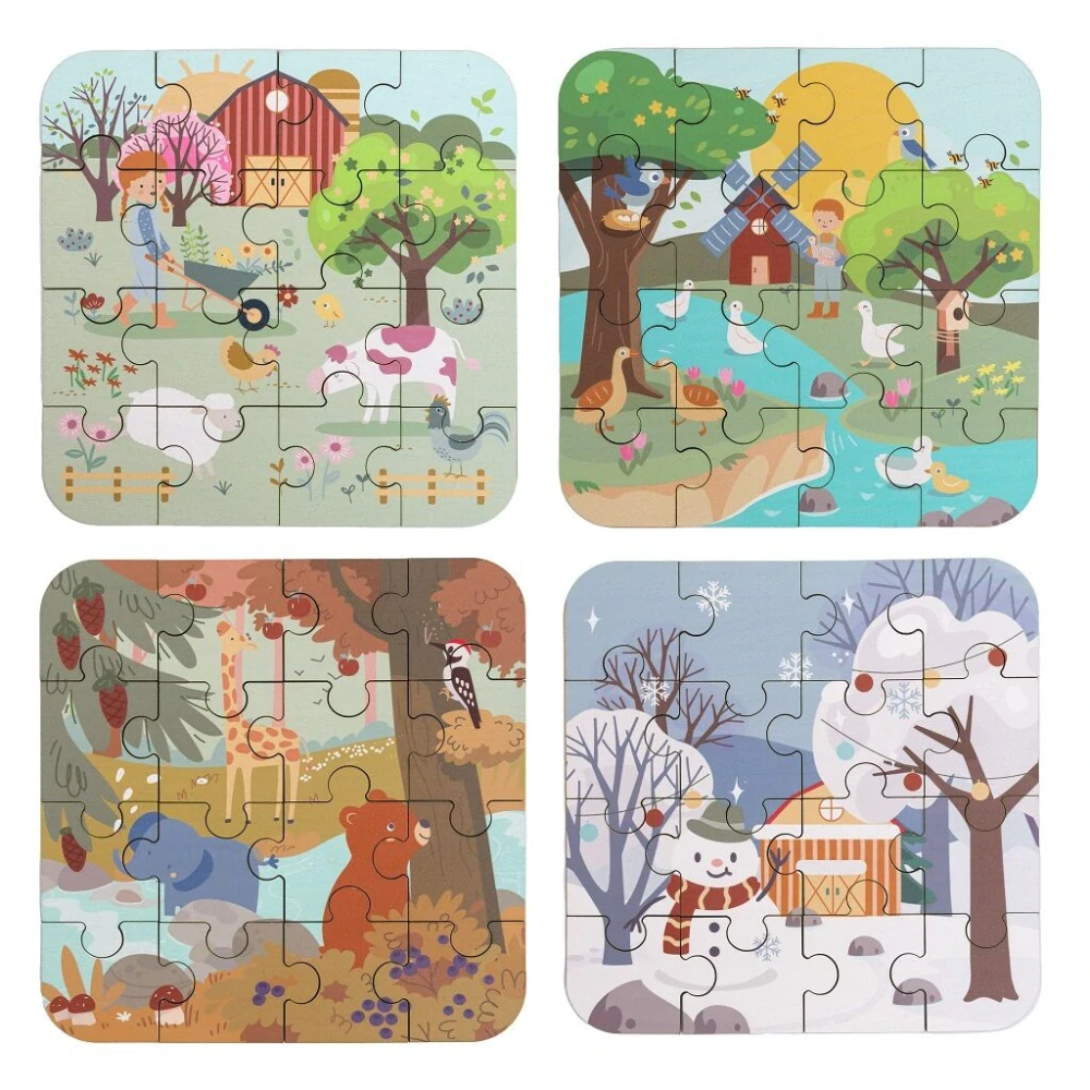 2Kids Toys Puzzle v dřevěné krabici Čtyři roční období
