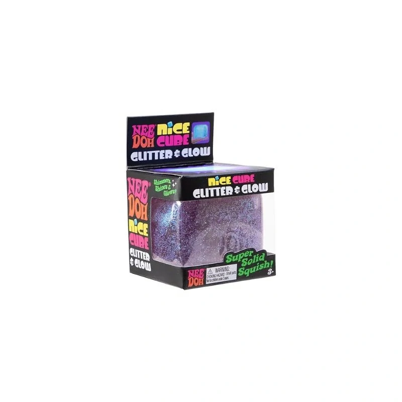 Schylling NeeDoh Nice Cube Glow Třpytivá antistresová kostka svítící ve tmě