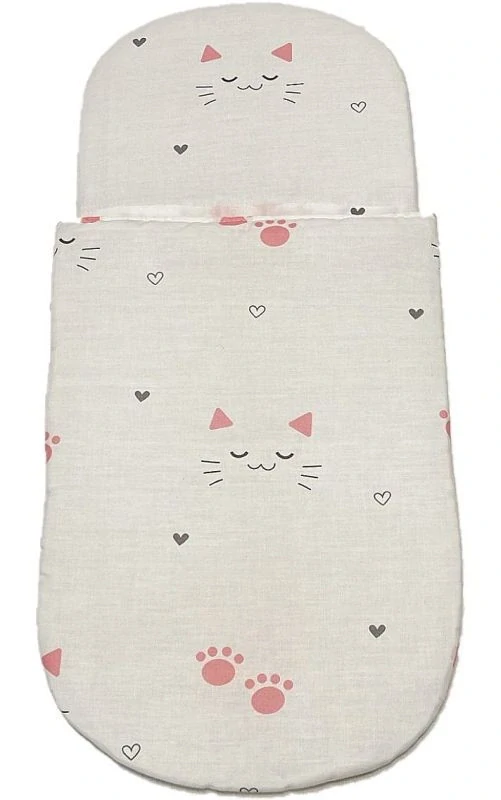 SDS Peřinky do kočárku pro panenky Kočičky bílá Bavlna, výplň: Polyester, 1x 27x40 cm / 25x20 cm