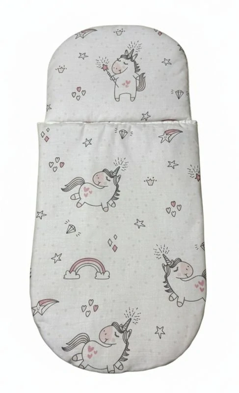 SDS Peřinky do kočárku pro panenky Jednorožec bílá Bavlna, výplň: Polyester, 1x 27x40 cm / 25x20 cm