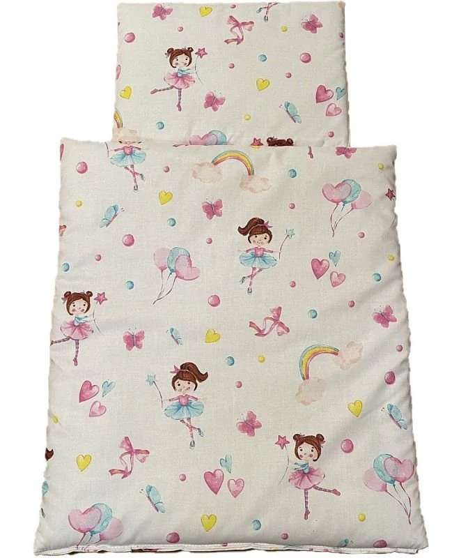 SDS Peřinky do postýlky pro panenky Baletky na bílém Bavlna, výplň: Polyester, 1x 38x44 cm / 28x20 cm