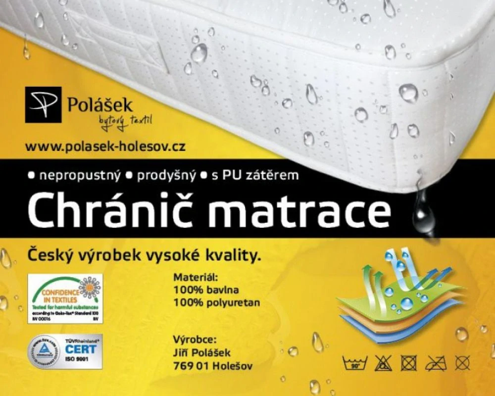 Polášek Nepropustné napínací jersey prostěradlo bílá káva Bavlna, polyuretanový zátěr, 90/200 cm
