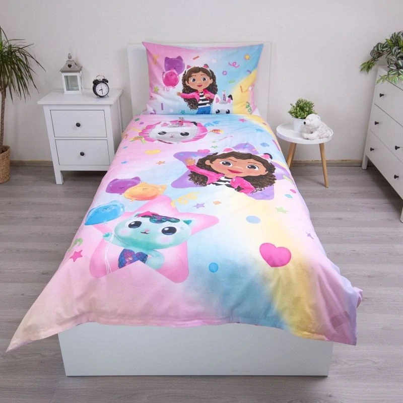 JERRY FABRICS Povlečení Gábinin kouzelný domek Rainbow Bavlna, 140/200, 70/90 cm