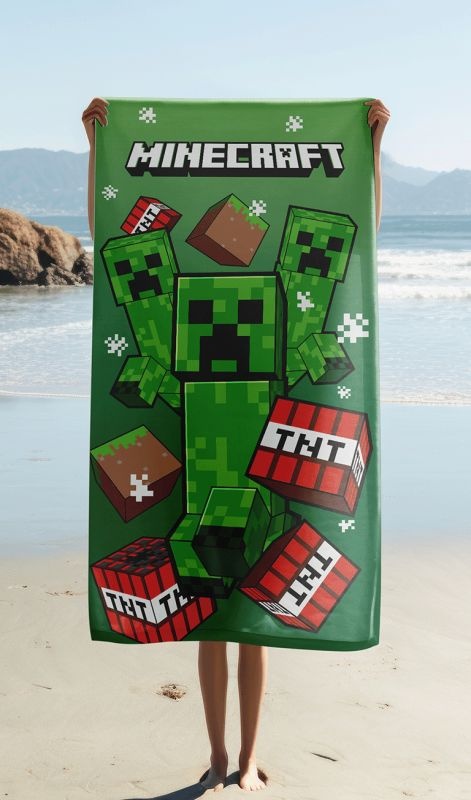 JERRY FABRICS Osuška Micro Minecraft TNT Creepers Polyester, 70/140 cm