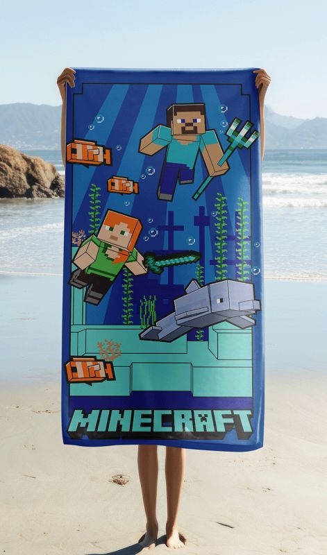 JERRY FABRICS Osuška Micro Minecraft Underwater Fun Polyester, 70/140 cm