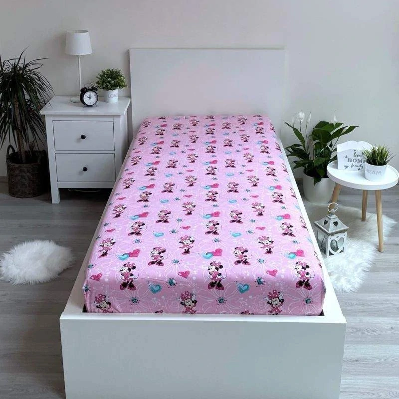 JERRY FABRICS Prostěradlo Minnie Flowers 02 Bavlna, 90/200 cm