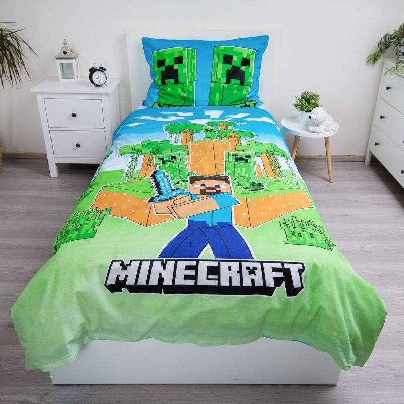 JERRY FABRICS Povlečení Minecraft Jungle Fight svítící Bavlna, 140/200, 70/90 cm