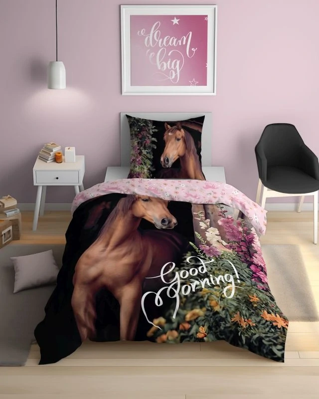 DETEXPOL Povlečení Kůň dobré ráno Bavlna, 140/200, 70/80 cm