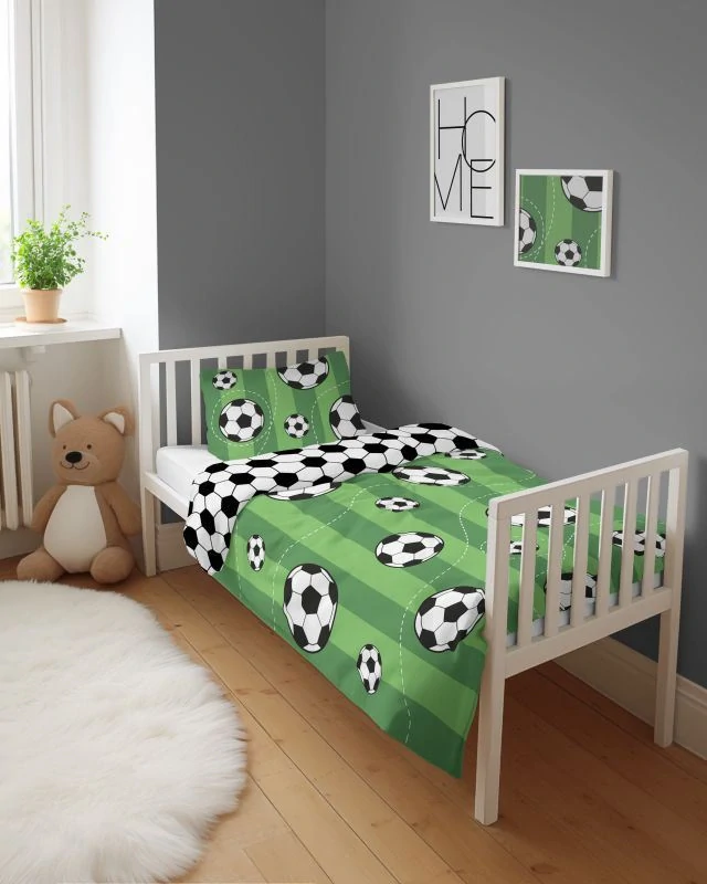 DETEXPOL Povlečení do postýlky Fotbal Bavlna, 100/135, 40/60 cm