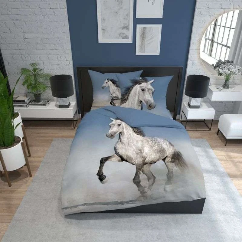 DETEXPOL Francouzské povlečení Kůň grošák Bavlna, 220/200, 2x70/80 cm