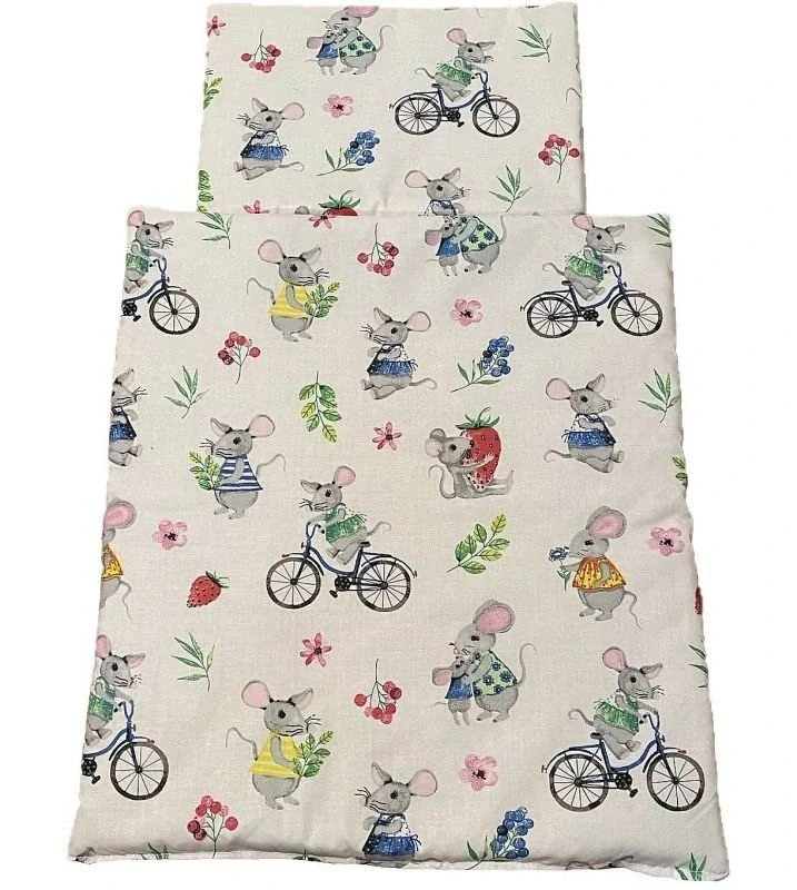 SDS Peřinky do postýlky pro panenky Veselé myšky Bavlna, výplň: Polyester, 1x 38x44 cm / 28x20 cm