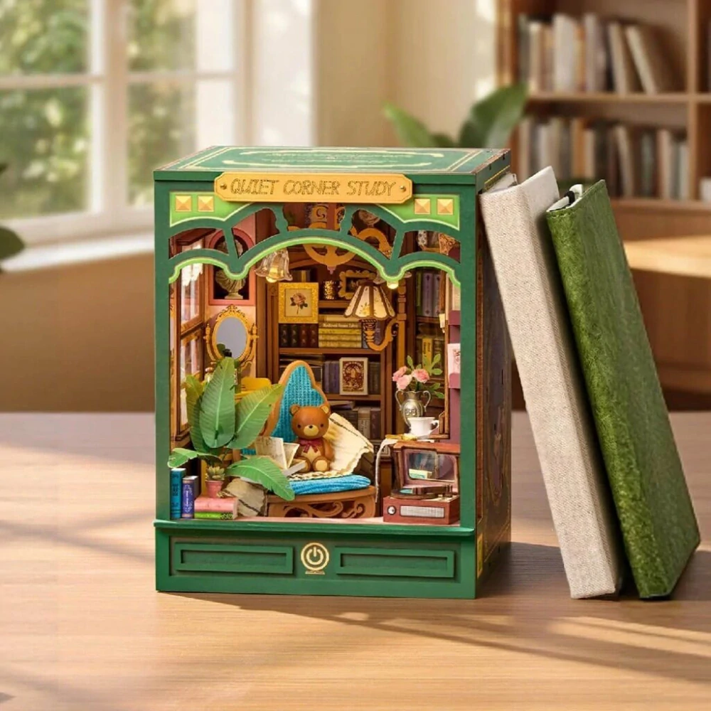 RoboTime 3D skládačka Zarážka na knihy Miniatura domečku Klidný studijní kout