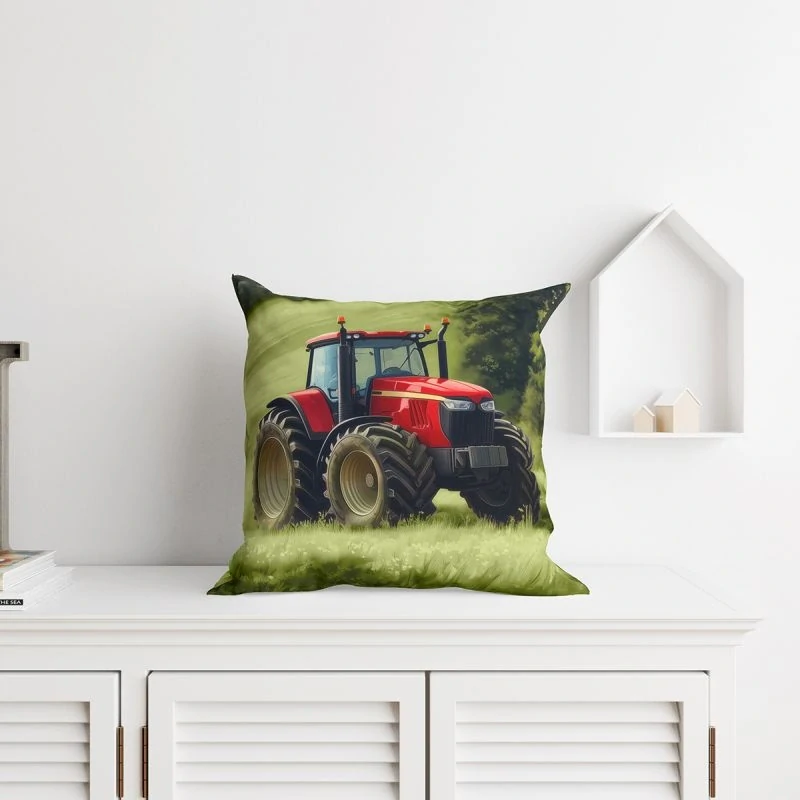DETEXPOL Povlak na polštářek Traktor červený micro Polyester, 40/40 cm