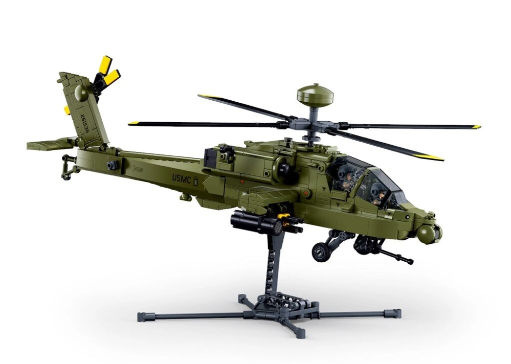 Sluban Model Bricks M38-B1536 Bitevní vrtulník AH-64D-S Apache v měřítku 1:35