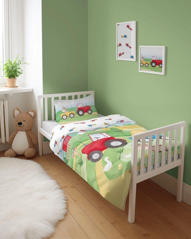 DETEXPOL Bambusové povlečení do postýlky Šťastná farma červená  Bavlna, Bambus, 100/135, 40/60 cm