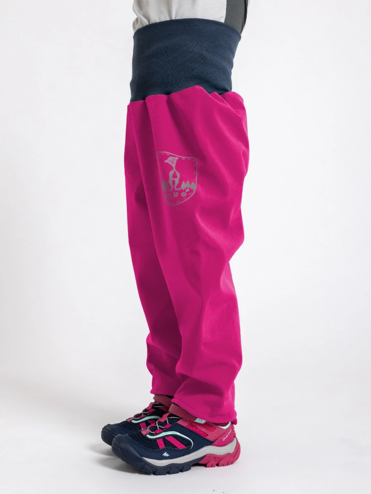 Unuo Batolecí softshellové kalhoty s fleecem Fuchsiová 98/104 SLIM