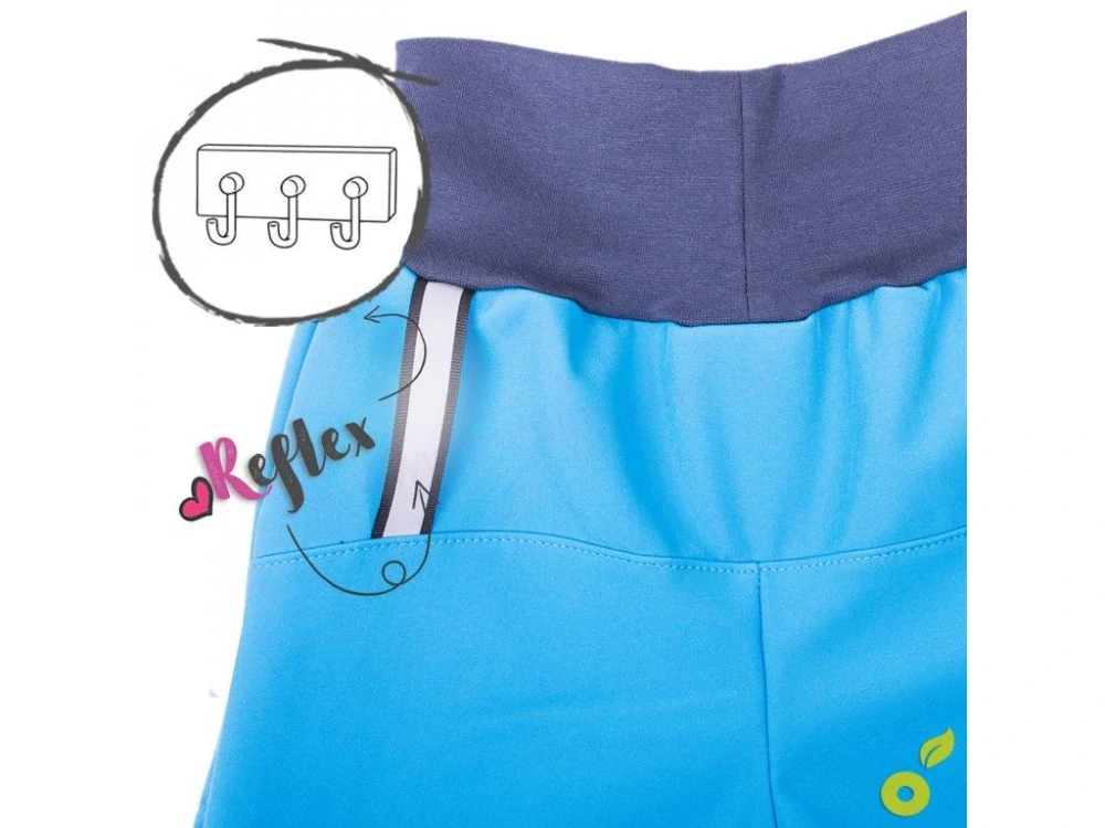 Unuo Dětské softshellové kalhoty bez zateplení Tm. růžová malinová 104/110