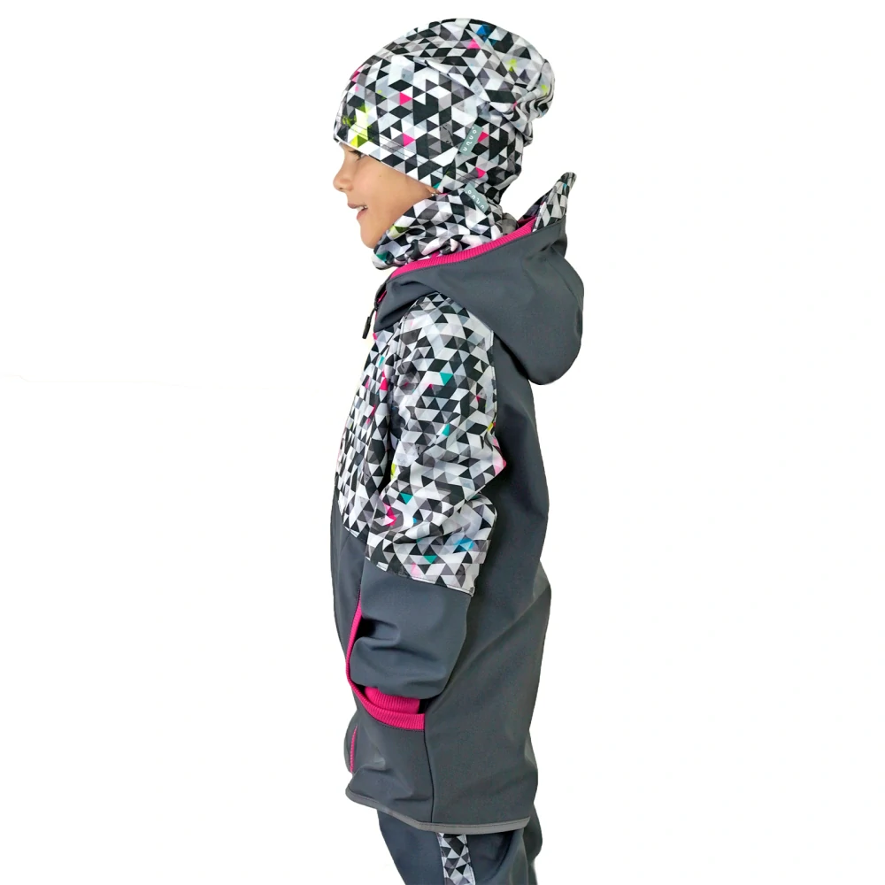 Unuo Dětská softshellová bunda s fleecem Street Tm. šedá Metricon Holka 86/92