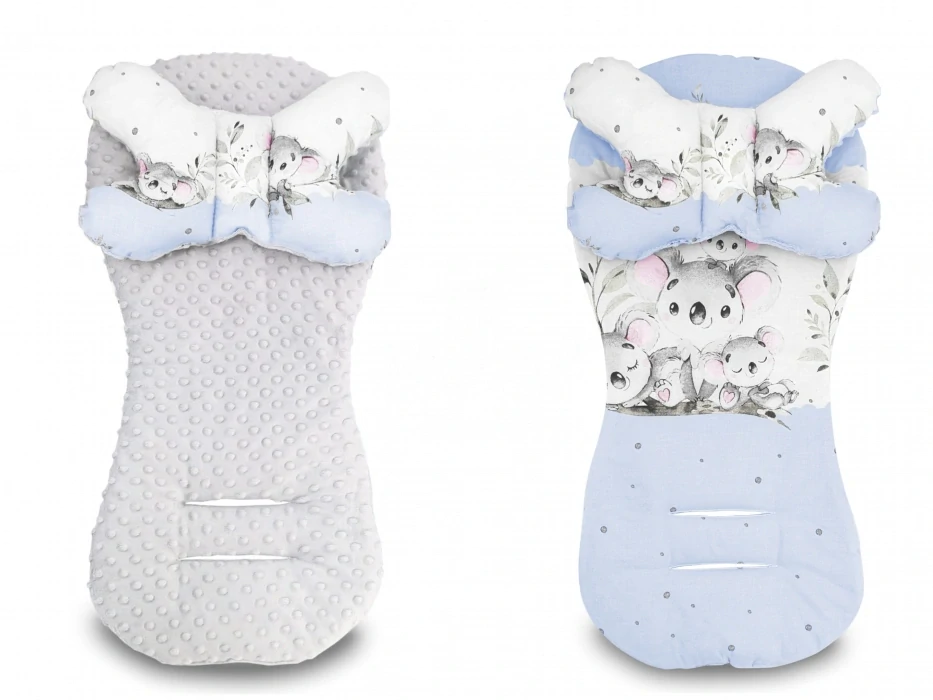 Baby Nellys Sada do kočárku Minky Podložka a polštářek Medvídek Koala Modrá