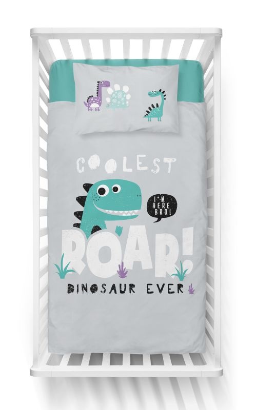 Detexpol Povlečení do postýlky Dino šedá  Bavlna, 100/135, 40/60 cm