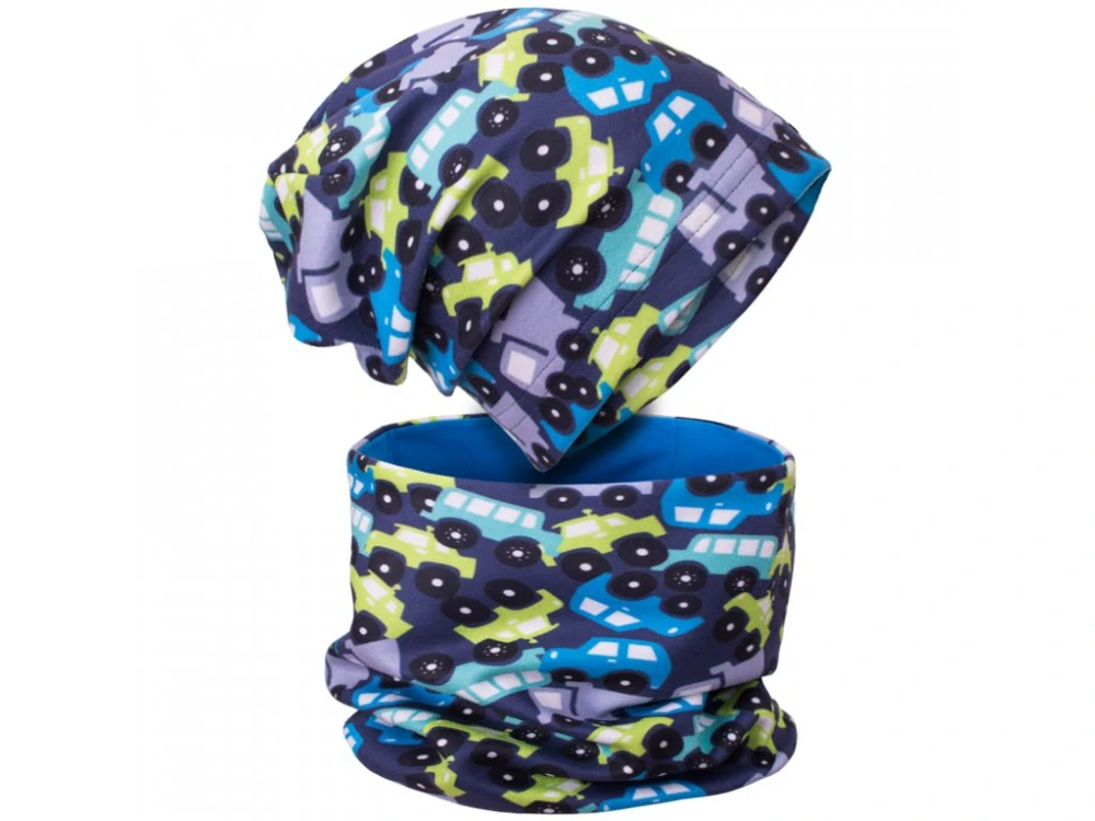 Unuo Dětský nákrčník z fleecu Basic Autíčka