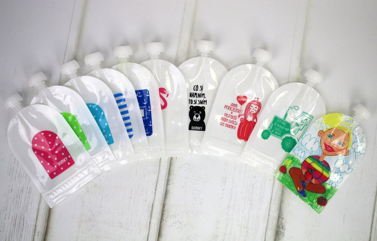 Domky Klasická plnitelná kapsička 140 ml Žirafa