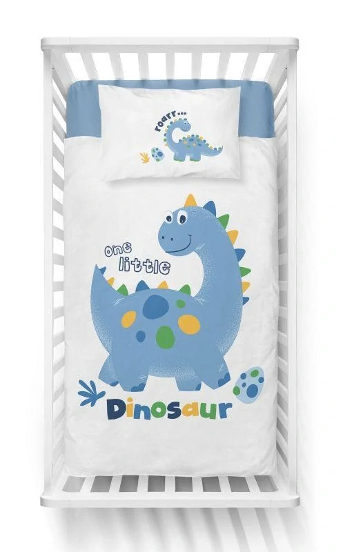 DETEXPOL Bambusové povlečení do postýlky Dino modrá Bavlna, Bambus, 100/135, 40/60 cm