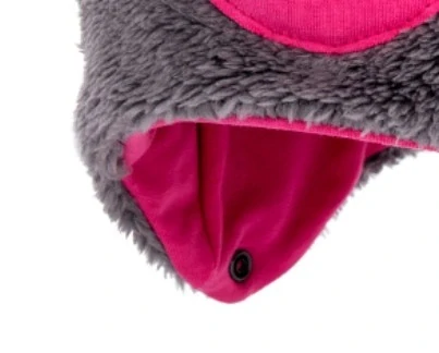 Bexa Zimní čepice na zavazování s oušky Teddy Šedá/růžová, vel. 62/68