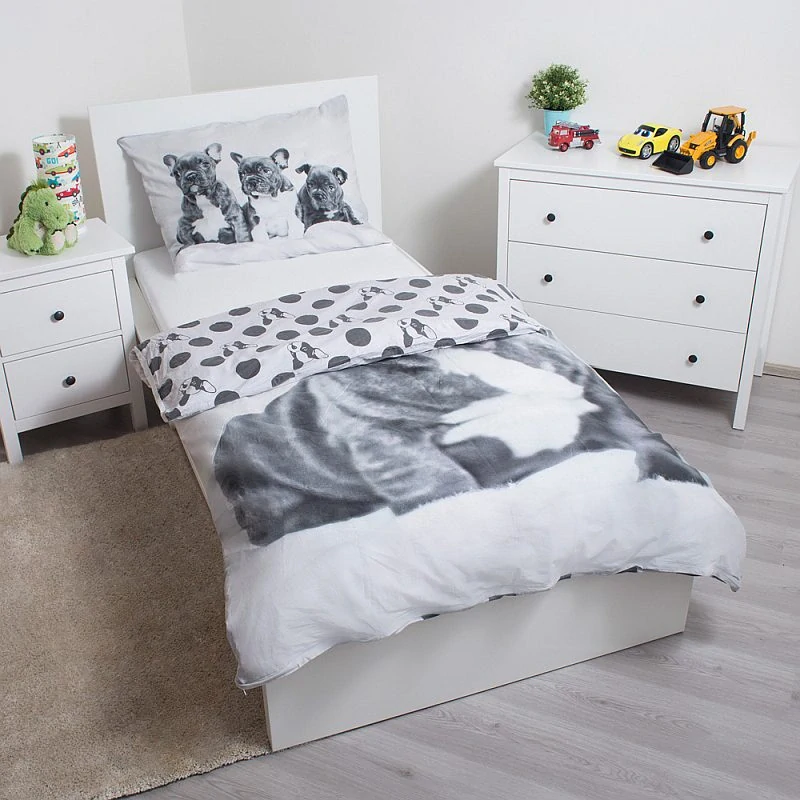JERRY FABRICS Povlečení Bulldog Bavlna, 140/200, 70/90 cm