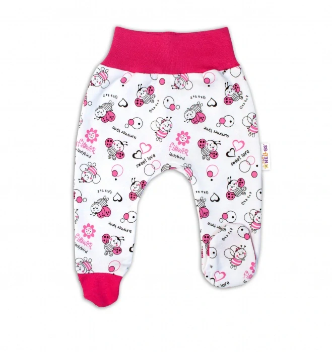 Baby Nellys 2-dílná sada Body dl.rukáv zap. bokem, polodupačky Beruška bílá/růžová, vel.56