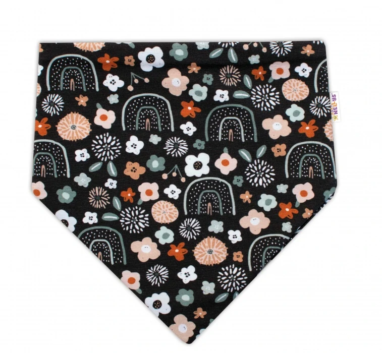 Baby Nellys Dvouvrstvá čepice s oušky, šátek Palouček Grafit  Obvod: 42-46 cm