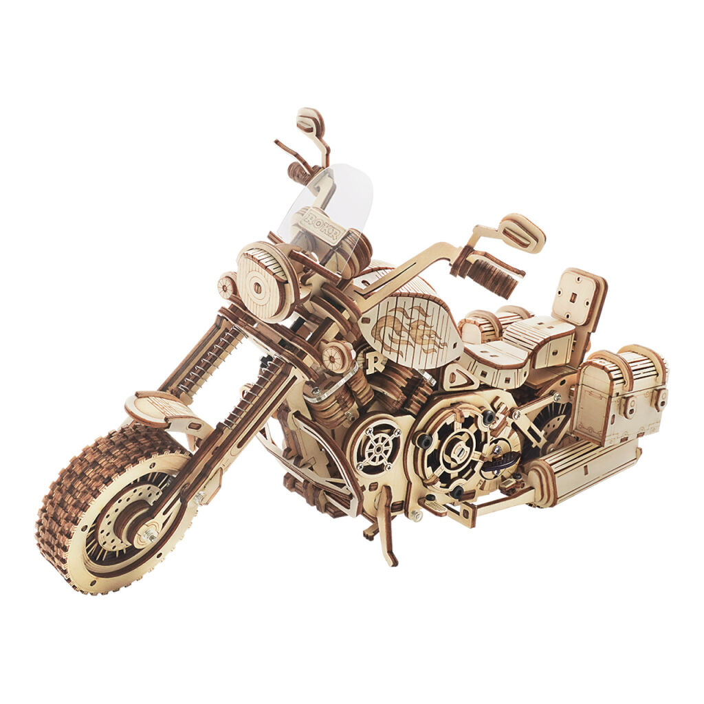 RoboTime 3D dřevěná mechanická skládačka Motorka Cruiser