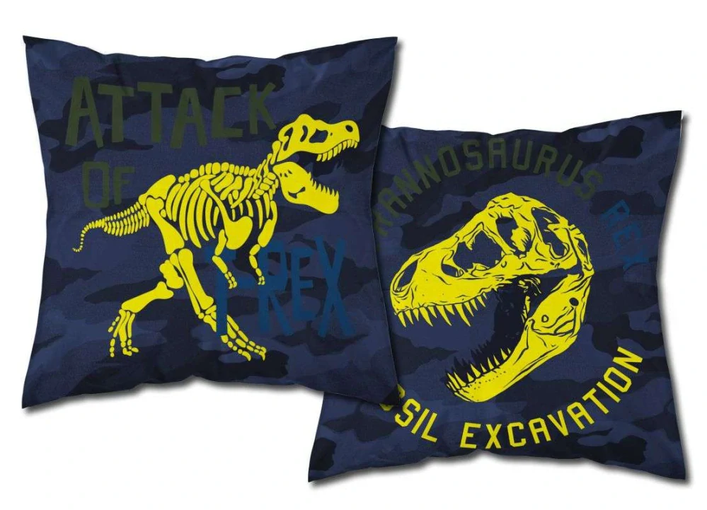 Detexpol Povlak na polštářek Dinosaurus T-rex Svítící Bavlna, 40/40 cm