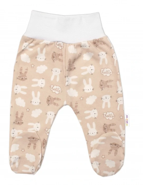 Baby Nellys 3-dílná sada Body dl.rukáv, polodupačky a čepička New Bunny béžová, vel.56