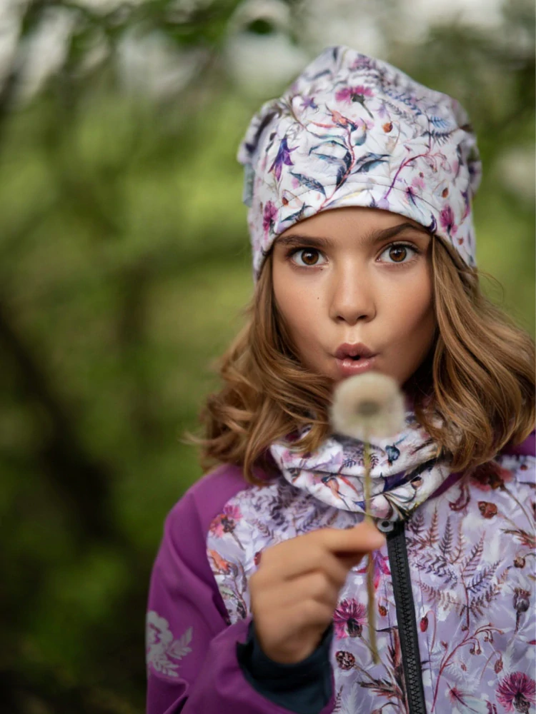 Unuo Dětská čepice fleecová Homeless Louka s konvalinkami S (45-48 cm)