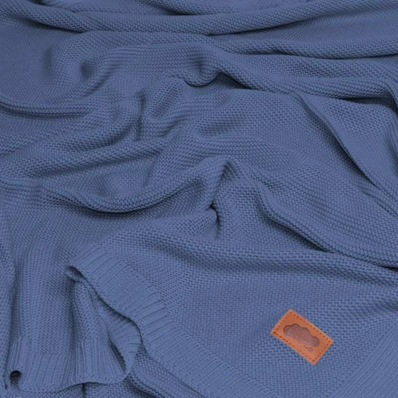 DETEXPOL Pletená deka do kočárku bavlna bambus denim  Bavlna, Bambus, 80/100 cm