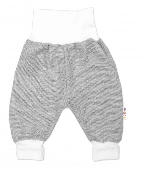 Baby Nellys 3-dílná souprava Hand made Pletený kabátek, kalhoty a botičky Šedá, vel.56