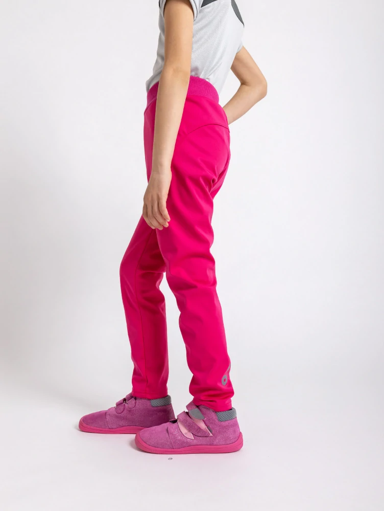 Unuo Dětské softshellové kalhoty s fleecem pružné Sporty Fuchsiová 116/122