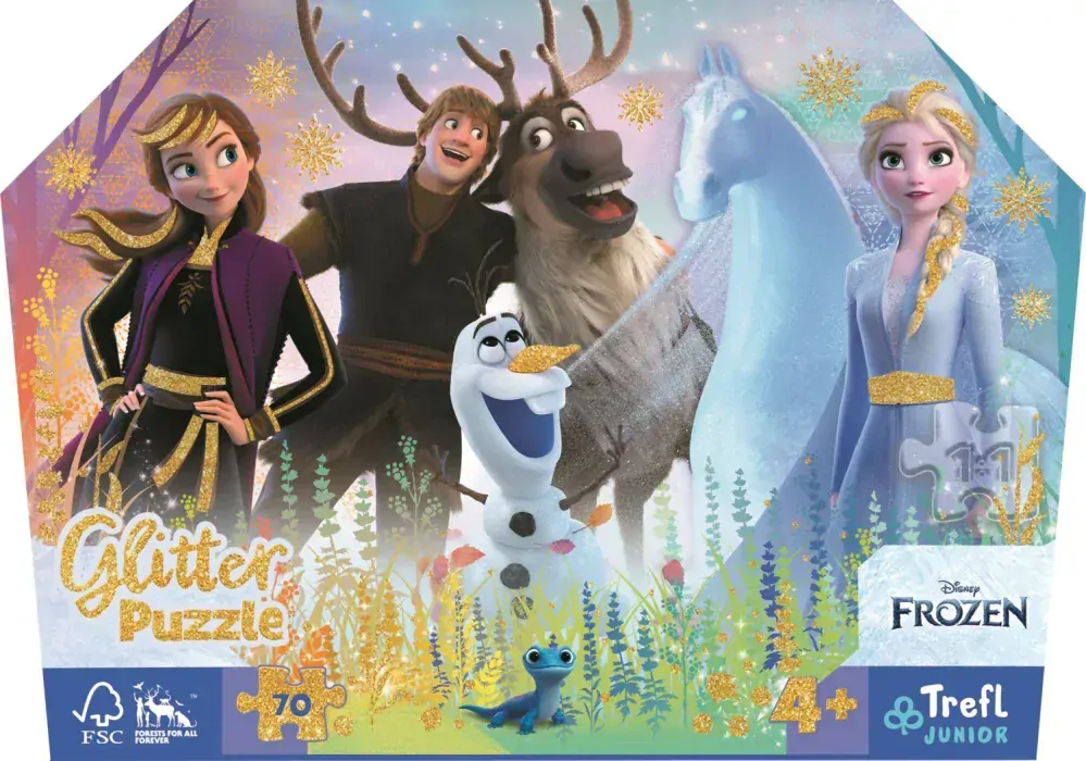 TREFL Třpytivé Glitter puzzle v kufříku Ledové království: Kouzelné přátelství 70 dílků