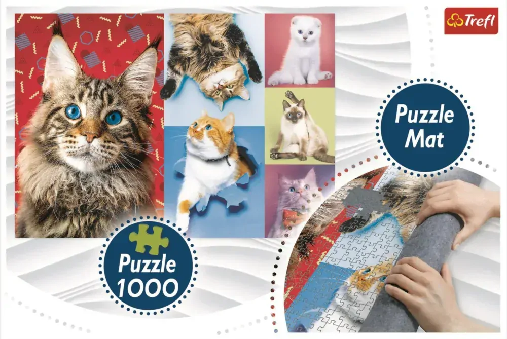 TREFL Puzzle Kočky 1000 dílků + Podložka pod puzzle