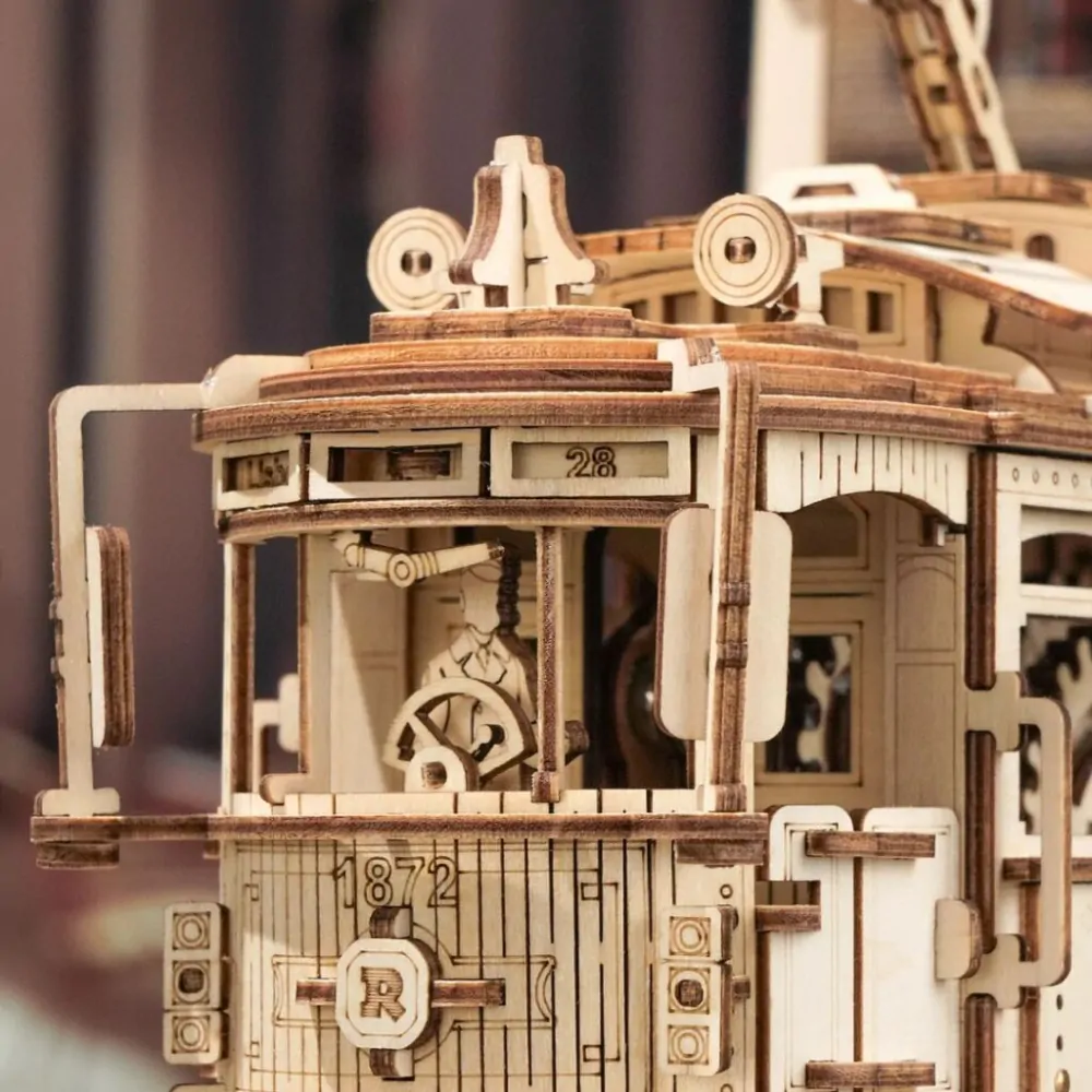 RoboTime 3D dřevěná mechanická skládačka Tramvaj
