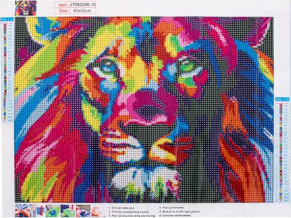 KIK Diamantové malování Lev 40x30cm