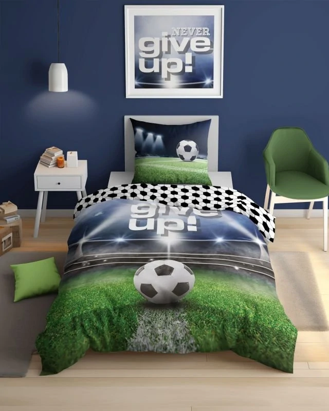 Detexpol Povlečení Fotbal Never Give Up svítící  Bavlna, 140/200, 70/80 cm