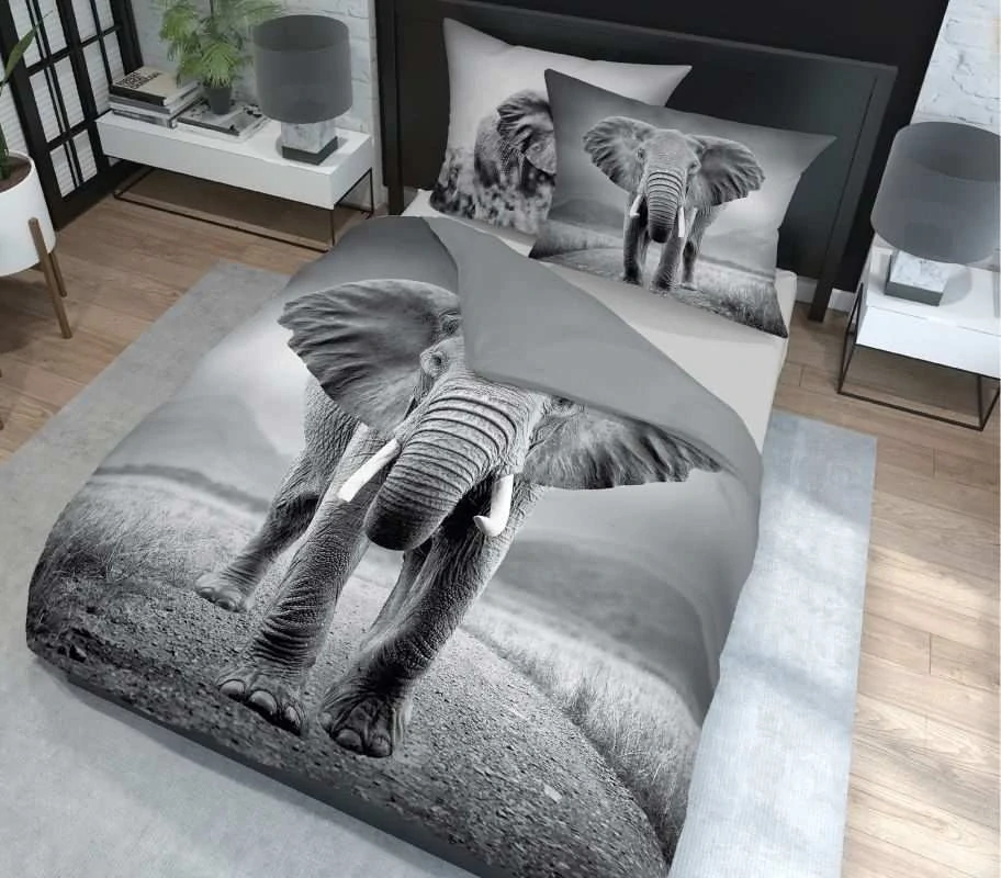 DETEXPOL Francouzské povlečení Slon Bavlna, 220/200, 2x70/80 cm