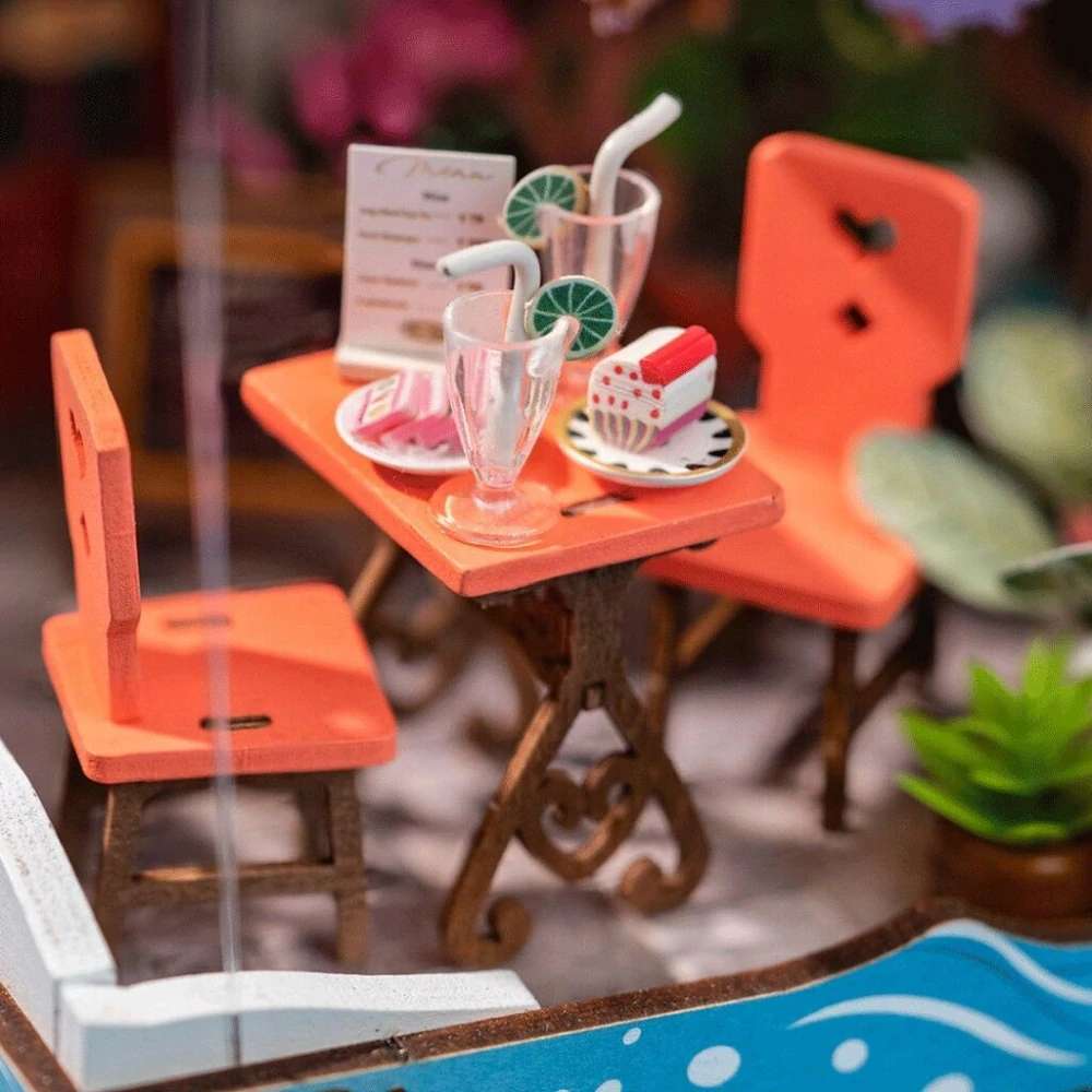 RoboTime 3D dřevěná skládačka Miniatura domečku Restaurace Sea Holiday