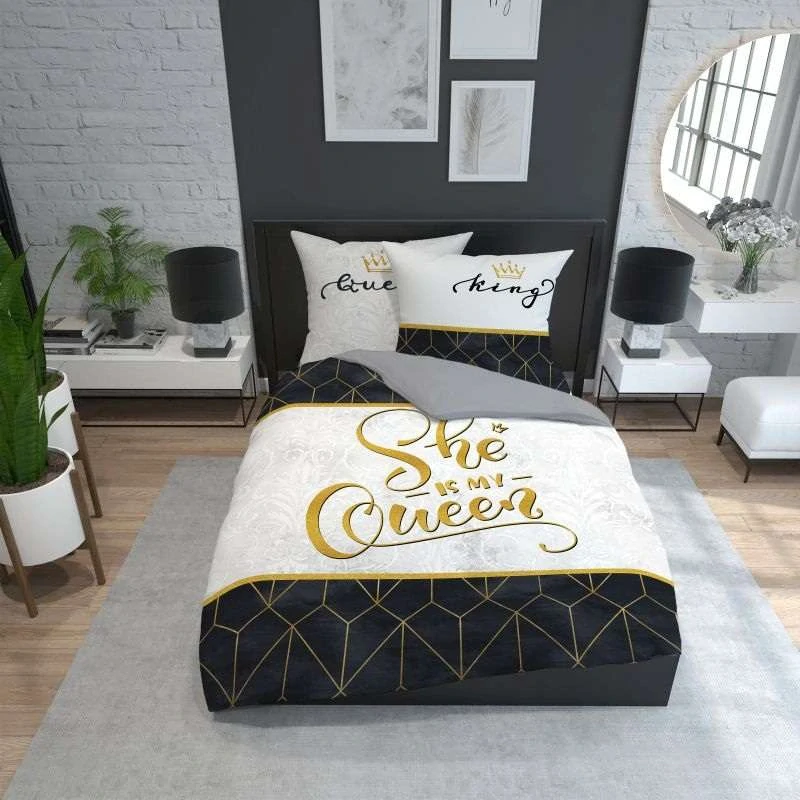 DETEXPOL Francouzské povlečení She is my Queen  Bavlna, 220/200, 2x70/80 cm