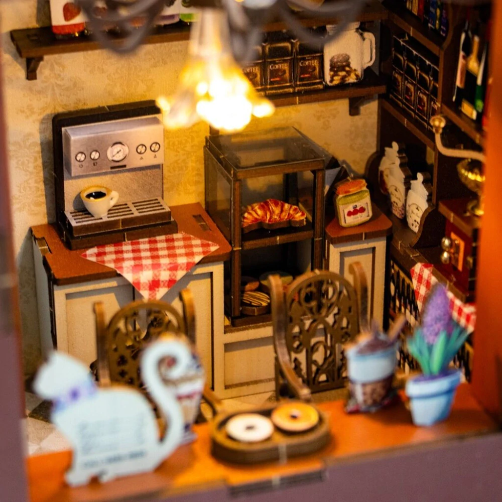 2Kids Toys 3D skládačka Zarážka na knihy Miniatura domečku Kavárna