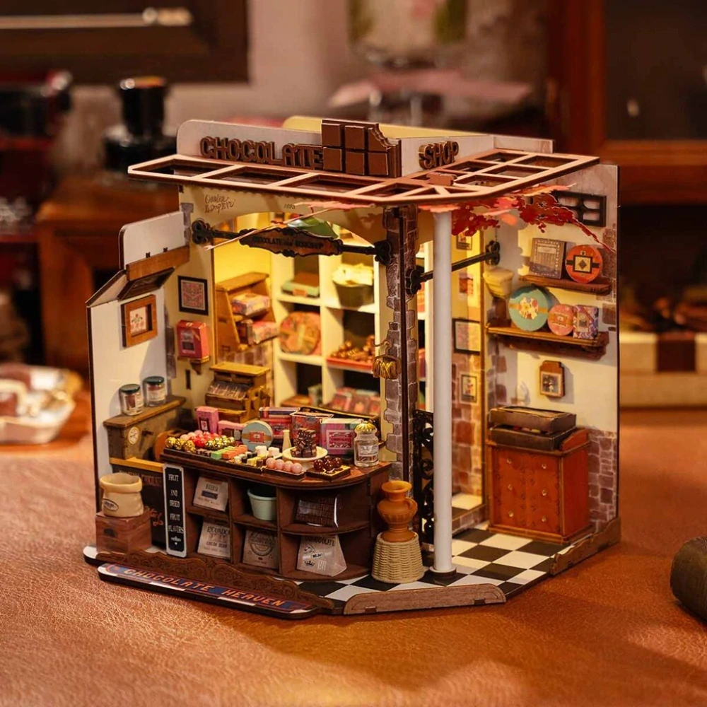RoboTime 3D dřevěná skládačka Miniatura domečku Henryho čokoládovna
