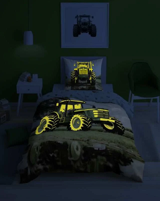 DETEXPOL Povlečení Traktor svítící Bavlna, 140/200, 70/80 cm